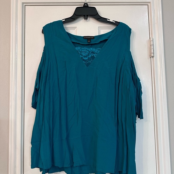 Lane Bryant Blue Cold Shoulder Blouse - Picture 1 of 4